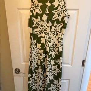 Green and White Patterned Dress